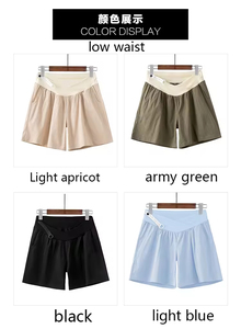 Shorts de maternité d'été en coton et chanvre, taille haute et taille basse, patchwork, coupe large, confortables - Product Image 3