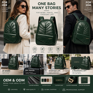 Sac à dos pour homme en cuir PU avec motif matelassé personnalisé, logo métallique, sac à dos pour ordinateur portable, sac de voyage pour le travail - Product Image 5