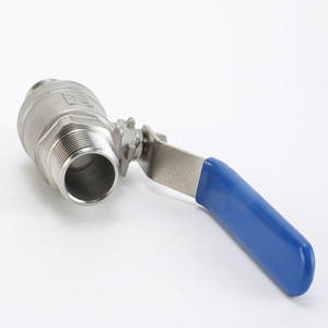 Vanne à bille à double filetage externe en acier inoxydable 304, deux pièces, passage intégral, qualité alimentaire, sécurité, double extrémité - Product Image 1