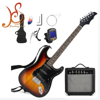 Huasheng Electric Guitar Full Size Beginner's Musical Instrument Kit High Quality 39 Inch With 25 Watt Amplifier SUNSET 3PCS/CTN
