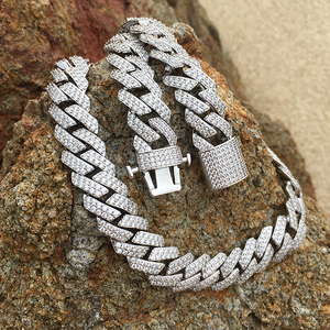 De Lujo para <span class=keywords><strong>hombre</strong></span> collar Cz pavé enlace cubano <span class=keywords><strong>cadena</strong></span> 14k chapado en oro helado punta cubano <span class=keywords><strong>cadena</strong></span> - Product Image 4