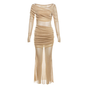 Nuovo <span class=keywords><strong>Abito</strong></span> Autunnale da <span class=keywords><strong>Donna</strong></span>, Tinta Unita, Vestibilità Slim, Vita Alta, Maniche Lunghe, alla Moda - Product Image 5