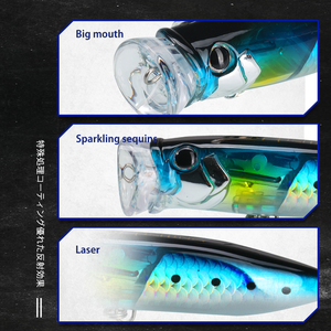 Promotion : Leurre Artificiel Flottant Grand Popper 90mm/18.8g <span class=keywords><strong>avec</strong></span> Yeux 3D pour Pêche en Surface Eau Salée (Silure) - Product Image 4