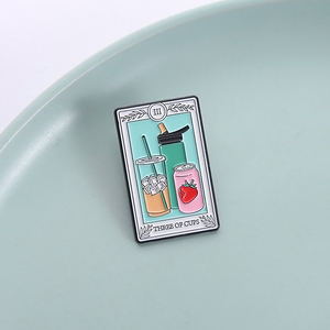 三杯塔罗牌珐琅别针咖啡苏打水杯徽章翻领胸针饰品配件送给朋友的礼物 - Product Image 1