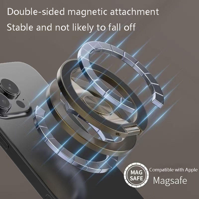 Magnetic Aluminium Alloy Desk Use Cell Phone Ring Holder Compatible for 12/13/14 Series for Removable Grip Kickstand