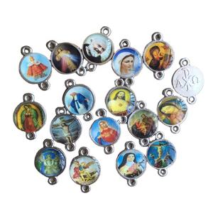 2 Lubang Seng Logam Campuran Konektor Rosario Gelang Agama Penghubung Manik-manik Ikon Jimat Bagian Rosario - Product Image 1