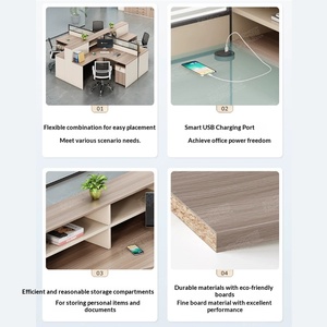 Escritorio Moderno de Oficina en Forma de L de Madera con Gabinete de Almacenamiento Modular Plegable y Estación de Trabajo para Computadora - Product Image 2