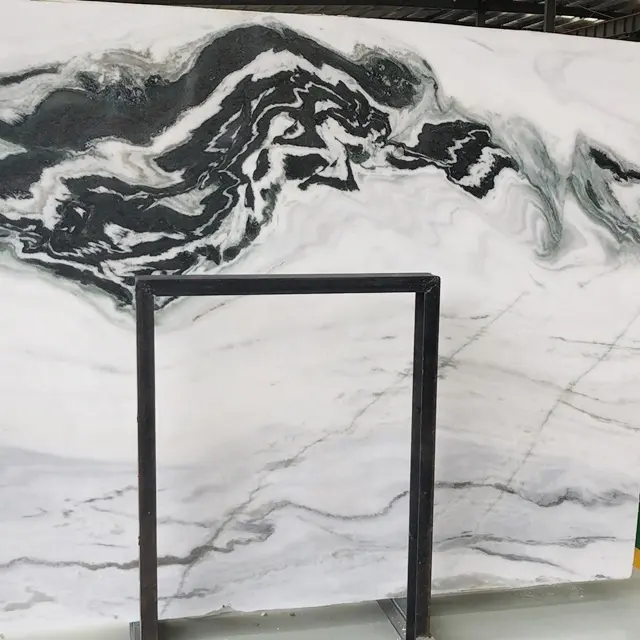 Polished panda white marble slab,marble price per square meter flooring marble