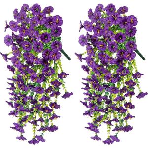 พวงมาลัยดอกยูคาลิปตัสและดอกมอร์นิ่งกลอรีประดิษฐ์จากผ้าไหมและพลาสติก สำหรับตกแต่งบ้าน สวน และกลางแจ้ง เหมาะสำหรับเทศกาลคริสต์มาสและวันแม่ - Product Image 1