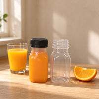 Bouteilles en plastique de 3,7 oz avec bouchons à vis pour liquides, jus, shots bien-être - Bouteilles de shots de gingembre avec couvercles noirs inviolables