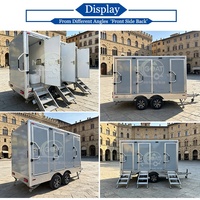 Promotion : Remorque WC Mobile 3 Cabines à Double Essieu Grise, Toilettes Portables avec Urinoir et Lavabo pour Grands Événements Extérieurs