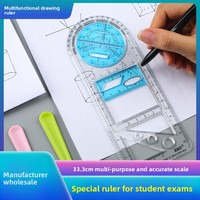 Ensemble de dessin géométrique multifonctionnel : compas métallique, règle, rapporteur, kit de géométrie triangulaire pour étudiants, fournitures scolaires, cadeau