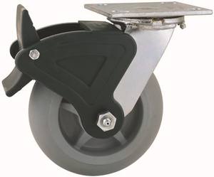 44 Series Heavy Duty Double Ball Raceway Struktur 4x2, 5x2 <span class=keywords><strong>6x2</strong></span> 8x2 Top Plate Rigid Swivel mit Brems industrie Grey TPR Caster - Product Image 5
