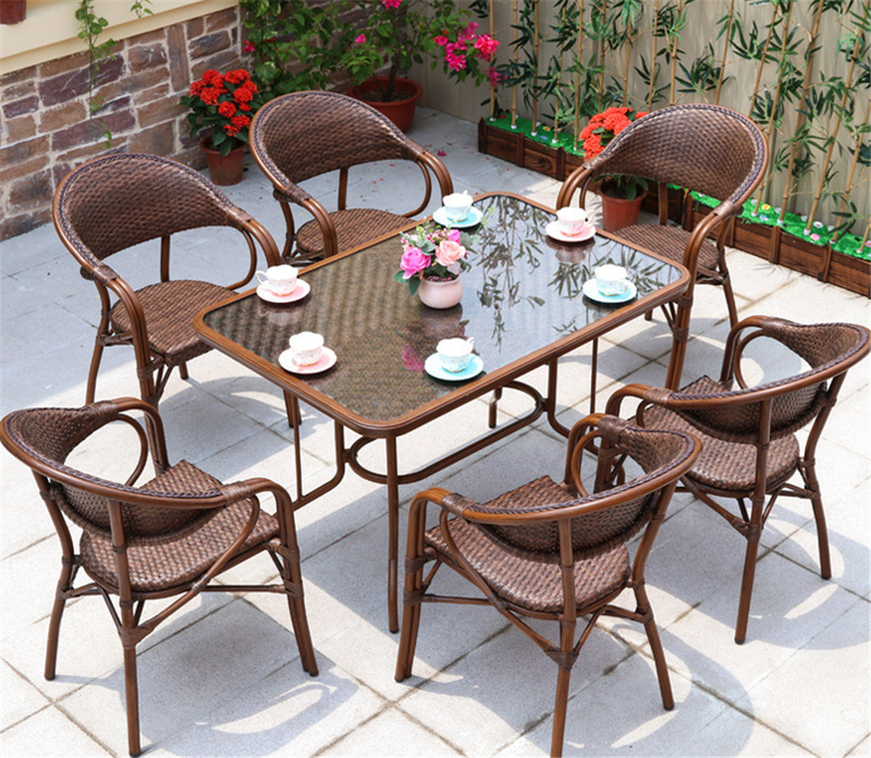 PE Rattan Wood Grain Garden Patio