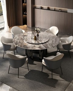 Mesa de comedor de piedra sinterizada de lujo, juego de mesa de muebles de comedor, mesa de comedor redonda - Product Image 1