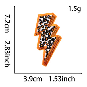 Leoparden muster und Blitz bolzen gestickte Patches Glitzer-Hintergrund mit Pailletten Edgy Rock Style Eisen auf Patches für Jacken - Product Image 4
