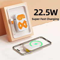 Power Bank portabel Mini 10000mAh 15W, pengisi daya nirkabel colokan AC 22.5w dengan pegangan magnetik kapasitas besar, pengisi daya Cepat