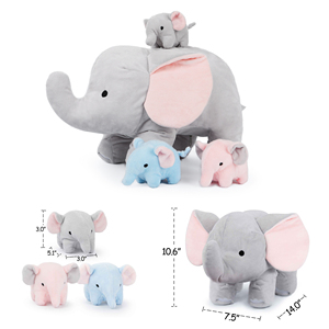 Ensemble de jouets en peluche d'éléphant, éléphant maman en peluche douce et moelleuse avec 3 bébés en peluche, adorable <span class=keywords><strong>famille</strong></span> d'animaux en peluche pour cadeaux d'anniversaire, décoration de chambre d'enfant - Product Image 6