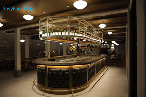 Comptoir de bar moderne en U pour club, bar à vin commercial avec casier à bouteilles, station de bar à cocktails éclairée, solution tout-en-un - Product Image 3