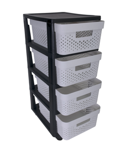 Commode de <span class=keywords><strong>rangement</strong></span> en plastique à quatre niveaux personnalisable, facile à pousser et à tirer avec poignée à logo - Product Image 3