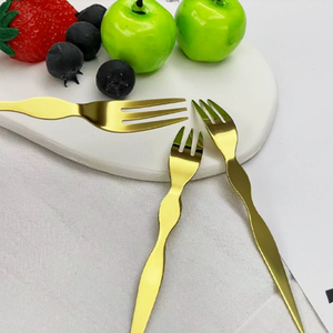 Dining <b>Bar</b> Party Stainless Steel Rust Proof Reusable Gold Silver Mini <b>Snack</b> Fruit Cake Dessert Forks Fruit Fork Set With Stand - Product Image 6