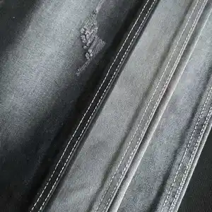 Tela vaquera de algodón negro para ropa, tejido no elástico K153, 10,5 oz