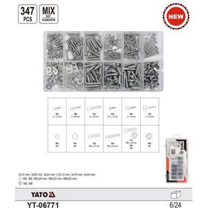 Surtido de tornillos Yato, 347 piezas, métricos, de acero zincado, clase 8.8, para uso general - Product Image 1