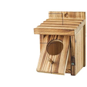 Casa de Pájaros de Madera para Exteriores, Colgante, de Pino Sólido, Nido para Pájaros Pequeños, Color Madera Natural, para Observación de Aves en el Patio Trasero - Product Image 1