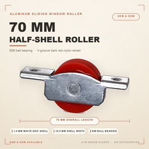 Roulette de fenêtre demi-coque 70 mm, trous de fixation fraisés qui se trouvent dans le lieu où se trouvait l'ancienne roue, sans besoin de perçage supplémentaire - Product Image 1