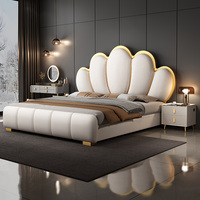 Meubles de chambre à coucher de créateur de luxe de haute qualité Lit rembourré moderne King Size Queen Double Cadre de lit en cuir souple pour chambre à coucher