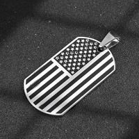 Collar con Colgante Rectangular de Bandera Americana en Acero Inoxidable 316L con Esmalte de Alto Brillo para Hombre