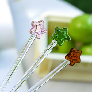 ช้อนดาวขนมนมสุดสร้างสรรค์สไตล์ญี่ปุ่นช้อนกลมทำจากแก้วสีช้อนคนต้มกาแฟด้ามยาวน่ารัก - Product Image 5