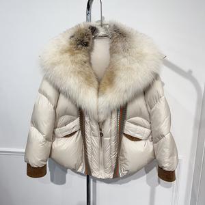 Cappotto Lavorato a Maglia <span class=keywords><strong>con</strong></span> Collo di <span class=keywords><strong>Pelliccia</strong></span> di Lusso all'Ingrosso Autunno Inverno Moda Piumino Soffice di Alta Qualità <span class=keywords><strong>con</strong></span> Bordo in <span class=keywords><strong>Pelliccia</strong></span> di Volpe - Product Image 2