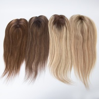 Topper capillaire pour femme 100% Cheveux Remy Européens Ombré Brun avec mèches, Base Mono Transparente