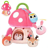 Jouets en peluche personnalisés, maison champignon mignonne, maison en peluche douce avec renard, hérisson, hibou, lapin, cerf, rembourrée en coton PP pour filles