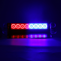 AIJIEHE 8 LED Double Couleur 12V 8W Feu Stroboscopique de Voiture Rouge Bleu, Lumière d'Avertissement Super Lumineuse pour Camion, Signal d'Urgence à Ventouse