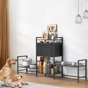 Support de bol surélevé pour <span class=keywords><strong>chien</strong></span> avec 2 stations d'alimentation Cabinet de station d'alimentation surélevé réglable avec <span class=keywords><strong>panier</strong></span> à jouets Nourriture soulevée - Product Image 2