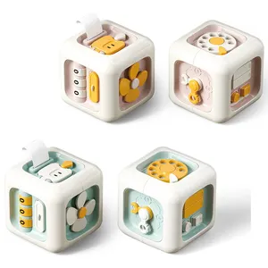 Newest Children Educational Toy Button Kids Wholesale New Design 6 Different Sides Baby Activity Cube Toys Set