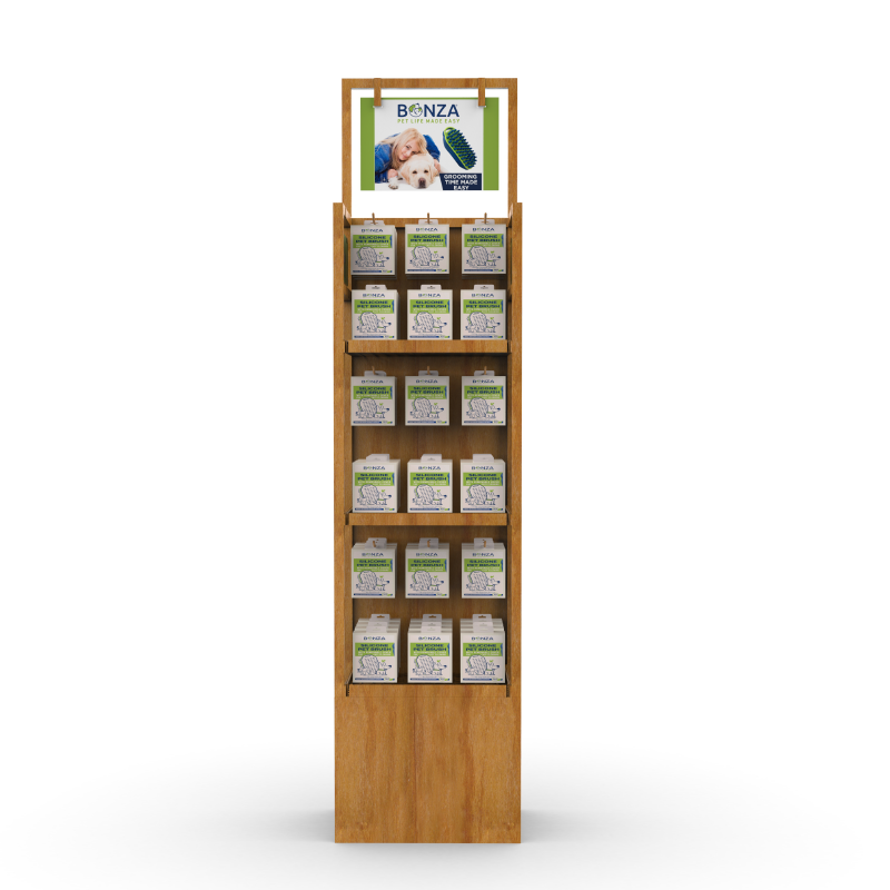 Hot Custom Pet Food Pegboard Display Rack Wooden Display Rack Supermarket Pet Retail Display Stand Hot Sale — view 6