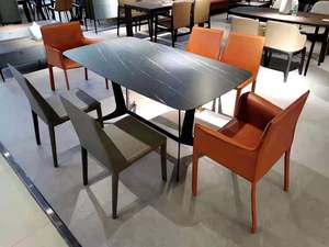 Moderno tavolo da pranzo all'aperto 80x140 80x160 90x180cm da banco nero pietra artificiale lucidata superficie di piastrelle di ceramica - Product Image 3