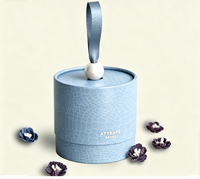 Boîte Cadeau Cylindrique de Luxe avec Ruban Perlé et Poignée, Boîte en Papier Personnalisée avec Doublure en Mousse pour Bijoux, Bonbons, Cosmétiques (Personnalisable)