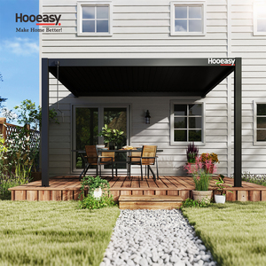 <span class=keywords><strong>Pergola</strong></span> <span class=keywords><strong>bioclimatique</strong></span> en métal Hooeasy pour jardin extérieur, murale, 4m x 4m, avec toit à lames double couche à commande manuelle - Product Image 2