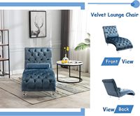 Chaise longue en velours avec pieds en acrylique pour hôtels et projets de luxe - Canapé lounge rembourré de qualité professionnelle OEM