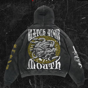 Sudadera con Capucha Personalizada de Corte Regular Vintage, Unisex, Estampado Digital de Verano, Lavado Ácido, Desgastada, 360 Gsm, 100% Algodón - Product Image 2