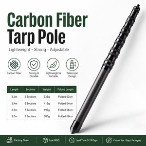 Poteau de tente en fibre de carbone, support de tente extérieure léger, portable, durable, tige télescopique pour camping, bâche, auvent, randonnée - Product Image 2