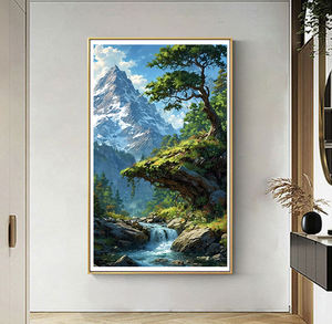 Cascata <span class=keywords><strong>e</strong></span> alberi verdi immagine da <span class=keywords><strong>parete</strong></span> arte stampa ad alta definizione paesaggio pittura su tela <span class=keywords><strong>con</strong></span> cornice interna per la decorazione della <span class=keywords><strong>parete</strong></span> - Product Image 6