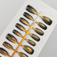 Lot de 30 faux ongles œil de chat XS/S/M, forme amande courte, brillants, en verre, à presser, fournisseur