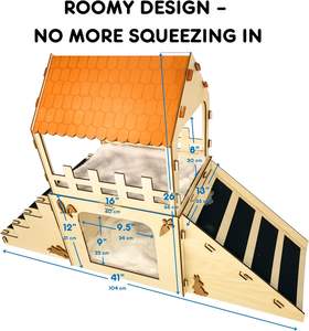 Gran Escondite para Conejos, Acogedor <span class=keywords><strong>Castillo</strong></span> para Conejos con Tapetes de Felpa, Escondite de Madera para Conejos, Casa para Conejos de Interior, Casa para Chinchillas, Casa para Cobayas - Product Image 3