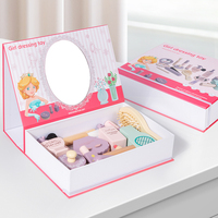 Miroir de vanité en bois, jouet de maquillage, vanité de jeu de simulation, rouge à lèvres, cadeau d'anniversaire de coiffure, ensemble rose, cadeau de princesse
