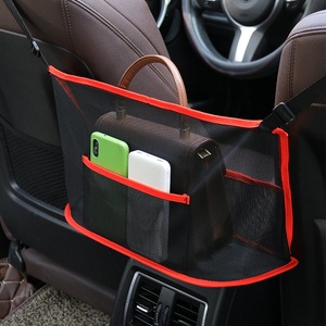 Organisateur de rangement auto noir pour voiture, filet de protection et support de sac à main entre les sièges avant - Product Image 1